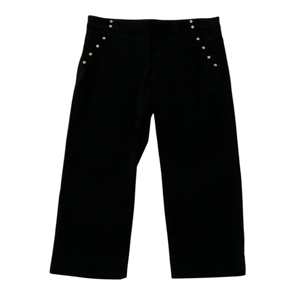 Zac & Rachel Black Capri Pants Silver Tone Side Button Studded Size 4 Petite